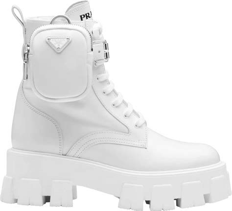 prada white boot|prada boots with pouch white.